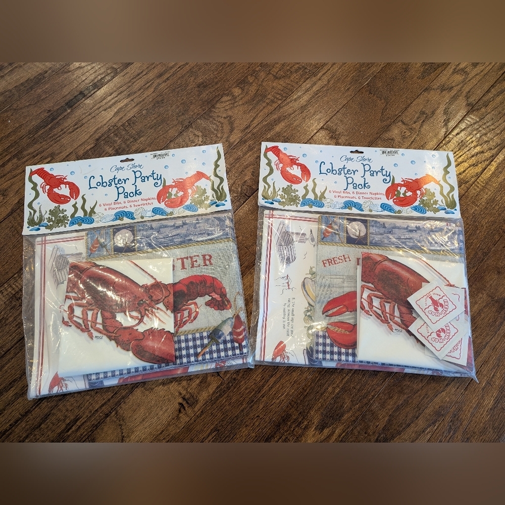 Lobster Crab Seafood Party Packs 2x 6 Bibs 6 Napkins 6 Placemats 6 Towelettes